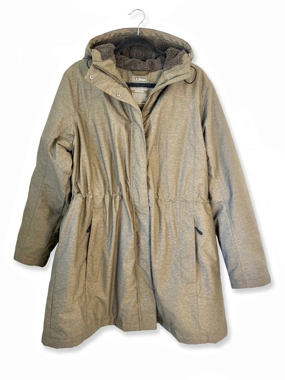 L.L.Bean Winter Warmer Coat Hooded Utility Coat Green XL